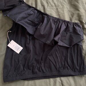 One Shoulder Black Top, Size XL